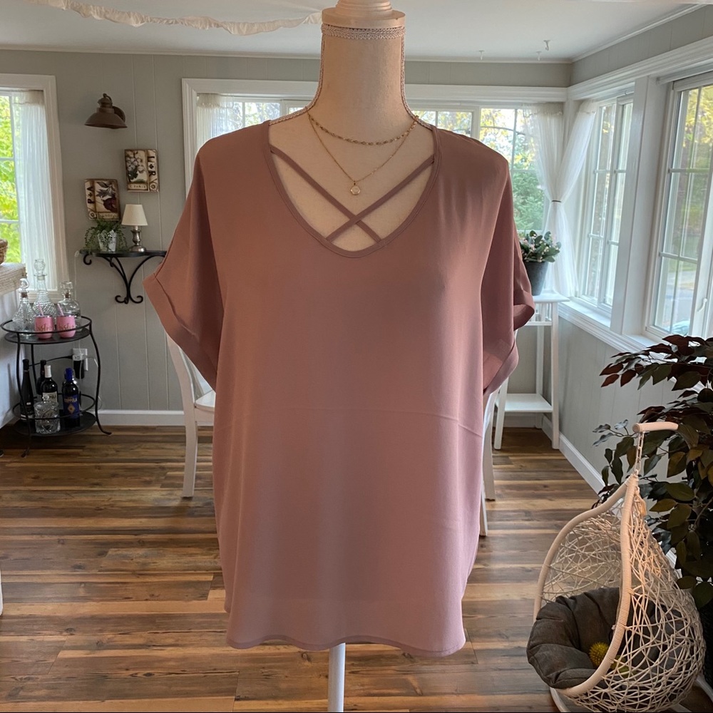 Prettiest Pink Maurices shirt sleeve blouse